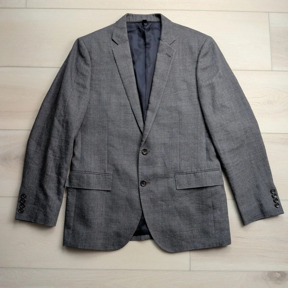 J Crew Ludlow Blazer Sport Coat‎ Mens 40R Linen Wool Blend Gray Suit Jacket
